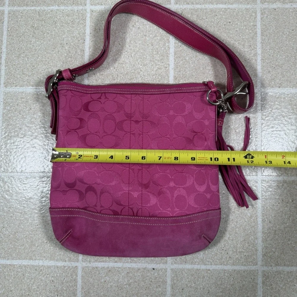 Vintage Y2K Coach Signature Soft Slim Duffle Hobo Bag C Hot Pink A055 9362